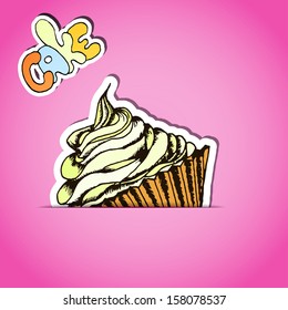 muffin retro hand drawn design card Vector illustration can be used for website background and greeting cards or cover decoration