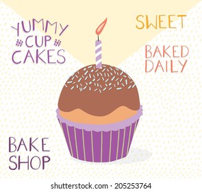 Muffin set. Cupcake set. Hand drawn vector illustration. Food 