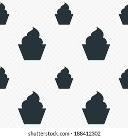 Muffin sign icon. Cupcake symbol. Seamless grid lines texture. Cells repeating pattern. White texture background. Vector