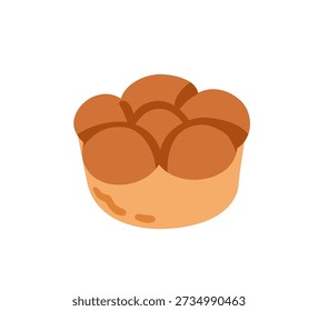 Muffin, small baked sponge pastry. Dough dessert, bakery. Soft mini cup cake. Sweet treat, vanilla patisserie food. Flat vector illustration isolated on white background