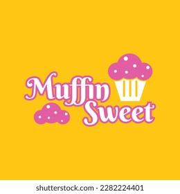 Muffin sweet bakery logo Template. Vector illustration.