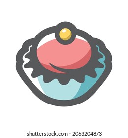 Muffin süße Bäckerei Vektorsymbol Cartoon Illustration.