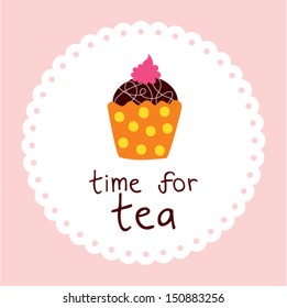 muffin tea time sticker