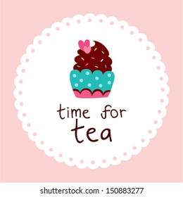 muffin tea time sticker