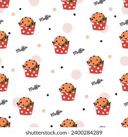 Muffin Treat Moments Dotted Delight Vector Pattern can be use for background and apparel design