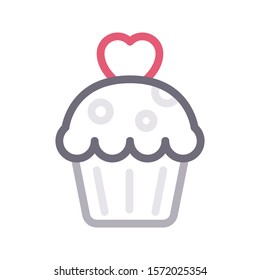 muffin vector color line icon 