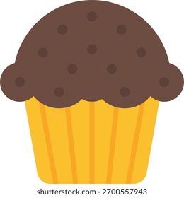 Design de vetor de muffin em estilo moderno, doce sobremesa e conceito de lanche de padaria, ilustração de pastelaria caseira. Ícone Simples