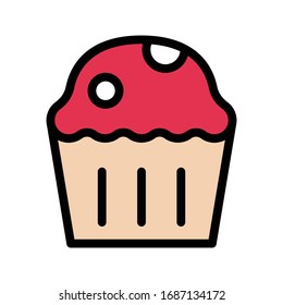 muffin vector flat color icon 