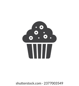 Muffin-Vektorsymbol. volles Flachzeichen für mobiles Konzept und Webdesign. Muffin Cupcake Glyph Symbol. Symbol, Logo-Abbildung. Vektorgrafik