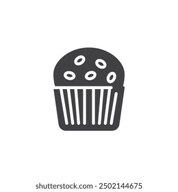 Muffin-Vektorsymbol. gefülltes Flachschild für mobiles Konzept und Webdesign. Muffin in einem Papiersymbol. Symbol, Logo-Abbildung. Vektorgrafiken