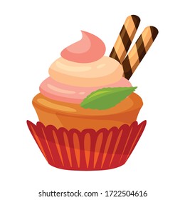Muffin vector icon.Cartoon vector icon isolated on white background muffin.