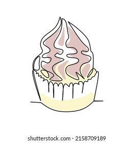 Muffin vector illustration in line art style
