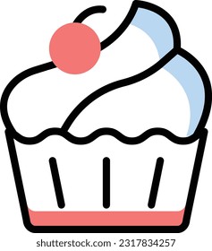 muffin Vector illustration on a transparent background. Premium quality symmbols. Line Color vector icons for concept and graphic design.