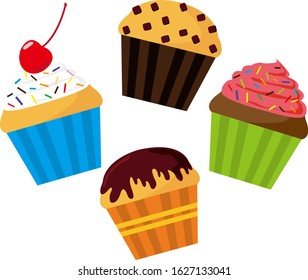 muffin vector illustration . Sweets, and desserts .　cupcake