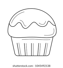 Muffin vector line icon isolated on white background. Vector line icon of glazed muffin for infographic, website or app.