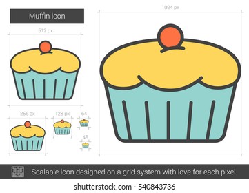 Muffin vector line icon isolated on white background. Muffin line icon for infographic, website or app. Scalable icon designed on a grid system.