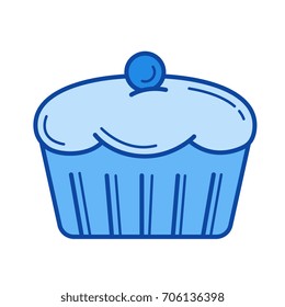 Icono de la línea vectorial Muffin aislado en fondo blanco. Icono de la línea Muffin para infografía, sitio web o aplicación. Icono azul diseñado en un sistema de cuadrícula.