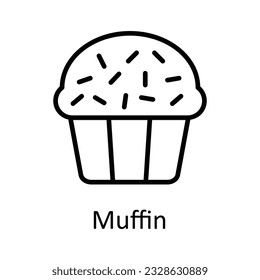 Ilustración de diseño de iconos del contorno del vector muffin. Símbolo de comida y bebida sobre fondo blanco Archivo EPS 10