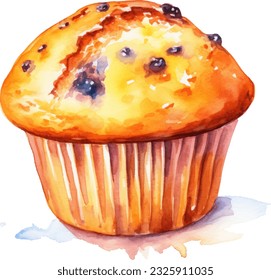 Muffin Watercolor illustration. Hand drawn underwater element design. Artistic vector marine design element. Illustration for greeting cards, printing and other design projects.