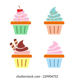 Muffin web icons. Flat design