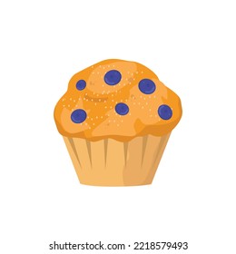 Muffins con la parte superior de Blueberry. Ilustración del vector