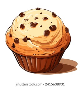 Muffins mit Schokoladenhacken. Einzige Vektorgrafik auf weißem Hintergrund