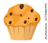 Muffins with chocolate topping. Vector illustration