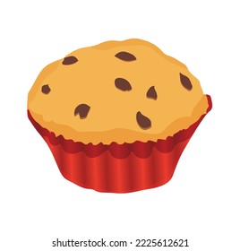 Muffins with chocolate topping. Vector illustration