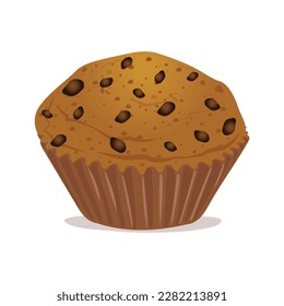 Muffins con trozos de chocolate. Ilustración vectorial.