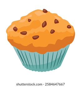 Muffins with chocolate topping. Vector illustration