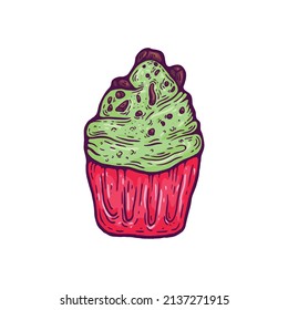 muffins and cupcakes hand drawn vector illustration collection. collection of different isolated desserts on white background for graphic design