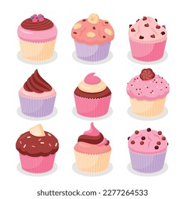 Muffins and cupcakes of several flavors collection