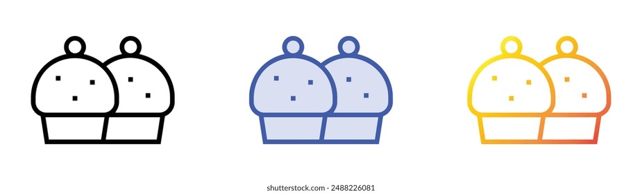 muffins icon. Linear, Blue Fill and Gradient Style Design Isolated On White Background