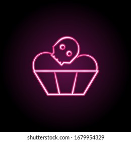 Muffins neon icon. Simple thin line, outline vector of dia de muertos icons for ui and ux, website or mobile application