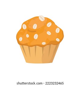 Muffins with peanut topping. Vector illustration