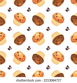 Muffins seamless pattern background Vector Image