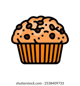 Muffins Snack Food Icono de color Vector. Muffins Snack Food Sign. Ilustración de símbolo aislado