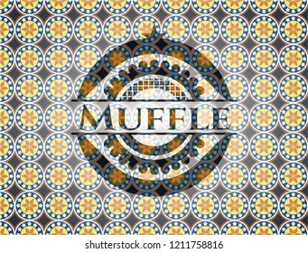 Muffle arabic badge. Arabesque decoration.
