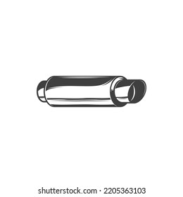 Muffle of car exhaust pipe. Vector isolated modern vehicle muffler part icon