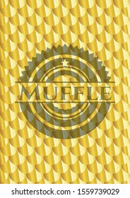 Muffle golden badge. Scales pattern. Vector Illustration. Detailed.
