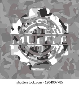 Muffle on grey camouflage texture