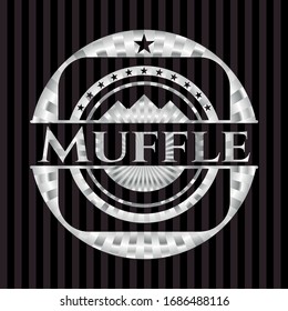 Muffle silver emblem or badge. Vector Illustration. Mosaic.