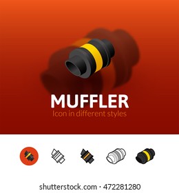 Muffler color icon, vector symbol in flat, outline and isometric style isolated on blur background