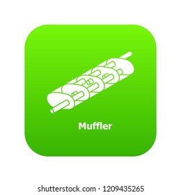 Muffler icon green vector isolated on white background