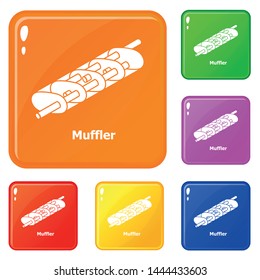 Muffler icons set collection vector 6 color isolated on white background