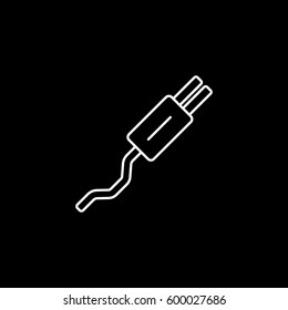 Muffler Line Icon On Black Background