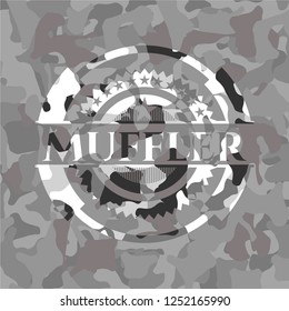 Muffler on grey camo texture