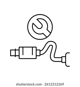 muffler repair car mechanic line icon vector. muffler repair car mechanic sign. isolated contour symbol black illustration