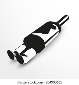 ?ar muffler. Vector illustration. Black and white view.