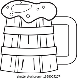 Umarmung von Ale Renaissance Fantasy Vector Outline Art (ohne Füllung) mit Schaumstoff und Blasen für die Taverne in Video Game, Dungeons, Drachen, Animation, Alkohol 